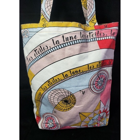 Tory Burch Bag Printed Canvas Tote EUC Summer Pool Picnic Beach All Over Print - Picture 3 of 12